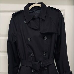 Black cotton trench coat. Famous Spanish brand Massimo Dutti. Size M.